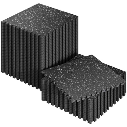 SUPERJARE 0.56'' Thick 48 Pcs 192 Sq Ft Rubber Top Exercise Equipment Mats, High Density EVA Foam Mats with Rubber Top, Interlocking Gym Flooring for Home Gym, Protective Workout Mat, Black/Grey - size: 48 Tiles (192 Sq Ft)