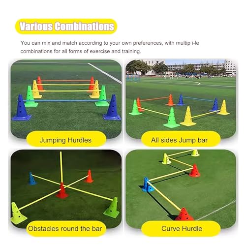 5 Pcs Hurdle Cone Set, Detachable Training Cones and Agility Poles for Players Adult Children Dog, Kids Agility Ladder Speed Training Equipment, Soccer Slalom Practic - color: 30cm Base, size: 1.5m/4.9ft