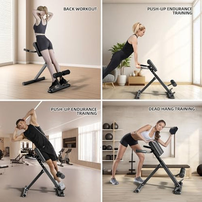 Roman Chair Hyperextension Bench – Adjustable Back Extension Machine for Glutes, Hamstrings & Lower Back – Foldable Multi-Purpose Workout Equipment for Home Gym