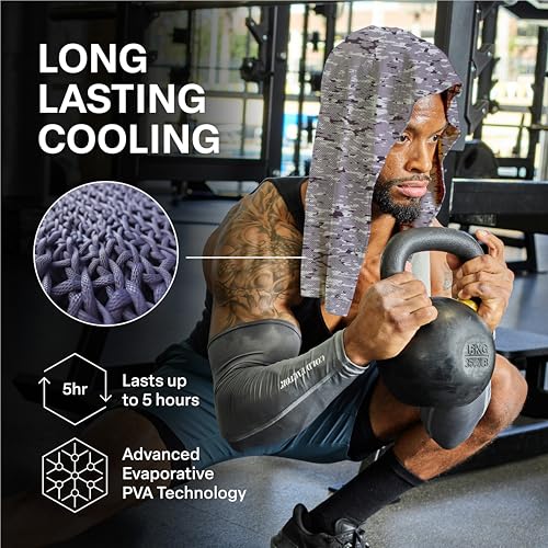 Instant Cooling Hoodie Towel – Advanced Chemical-Free Evaporative Cooling Technology – UPF 50+, 2+ Hours Cooling - color: Camo
