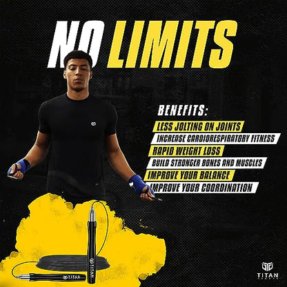 Titan Armour® Speed Rope - Professional Self-Locking & Adjustable, Adult Speed Jump Ropes for Fitness | 2 x Steel Ropes, Cable Protector & Travel Case | Jump Rope Crossfit, Boxing, Fitness MMA for Men & Women - color: Blue