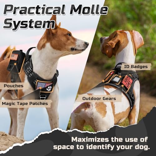 rabbitgoo Tactical Dog Harness for Medium, No Pull Military Service Vest - color: Black, size: Medium