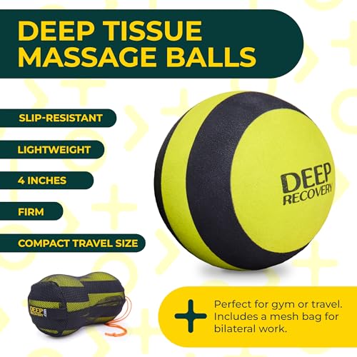 Yoga Deep Tissue Massage Ball Set, Firm Density – 4-Inch Myofascial Release Balls for Feet, Back, Neck, Legs & Arms – Trigger Point & Mobility Therapy (2-Pack)