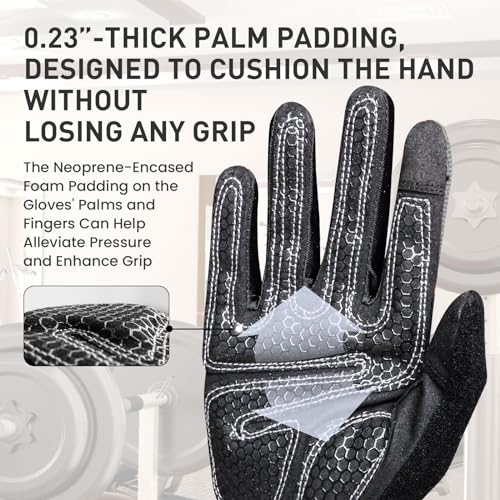 FINGER TEN Workout Gloves Full Finger with Padding 1 Pair - color: Black, size: Large