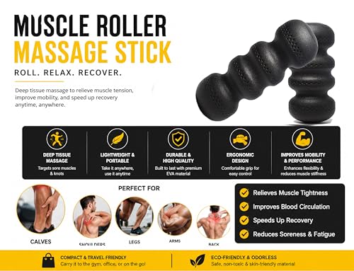 for Back Pain Relief, Deep Tissue Massage & Muscle Recovery Ideal for Physical Therapy, Yoga, and Full Body Exercise. Perfect for Targeting the Neck, Back, Legs, and Feet.