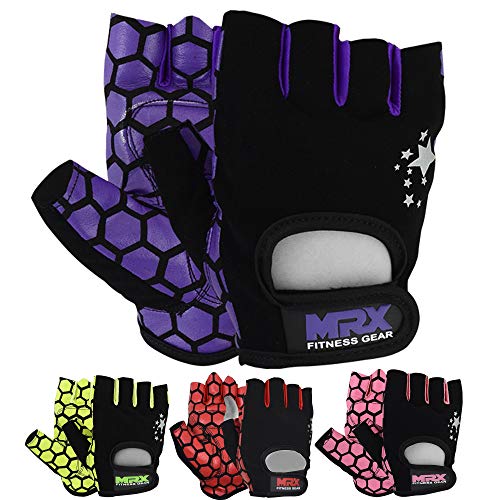 MRX Ladies Weight Lifting Gloves Women Fitness Training Exercise Glove Anti Slip Padded Shock-Absorbing Extra Grip Crossfit Multi Colors - color: Purple/Black, size: Small