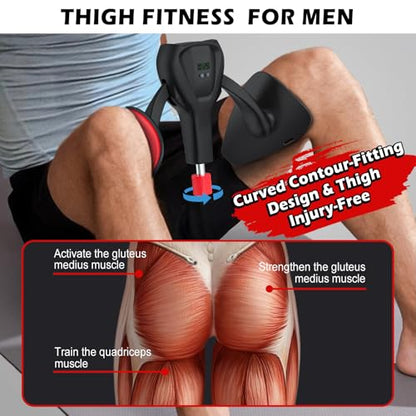 3rd Gen Thigh-Train 0-100 lbs Adjustable Resistance Inner Thigh Train Exercising Counter with Leg Straps Band Pelvic Floor Kegel Hip Exercise Workout Equipment Pilates Women Men (Black)