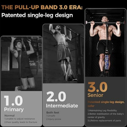 Innstar Pull Up Assistance Bands, Heavy Duty Resistance Band for Pull Up Assist, Adjustable Resistance 165-265lbs with Fabric Feet/Knee Rest, Pull Up Bands Assistance Bands - color: Upgrade Black 165lbs