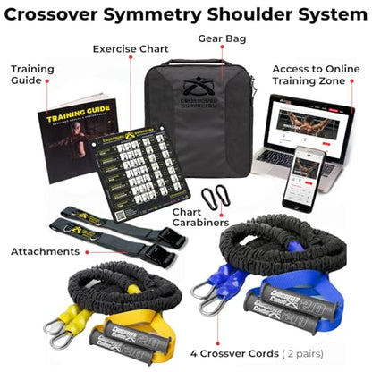 Crossover Symmetry Shoulder System Includes Two Sets of Resistance Bands Attachments Training Guide Exercise Chart Online Workouts for Home Fitness Rehab Rotator Cuff Exercises