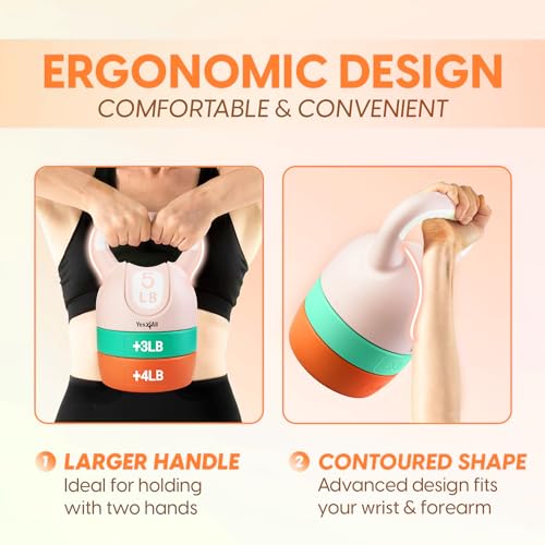 Yes4All Kettlebell Sets - Adjustable Kettlebell Set for Strength Training - Kettlebells Adjustable Weight for Versatile Workouts - color: B. Pastel, style: A. Single