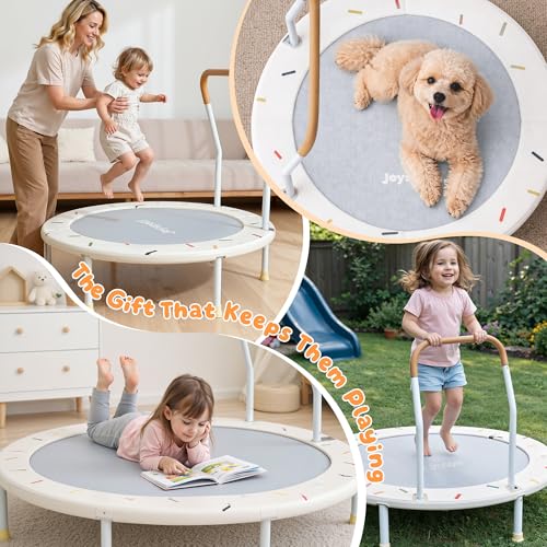 36-Inch Toddler Trampoline with Foam Handle, Foldable Indoor Outdoor Mini Rebounder for Kids Ages 3-6, Safe Elastic Band Design, Non-Slip Oxford Mat, Easy Assembly & Max Load 100 lbs