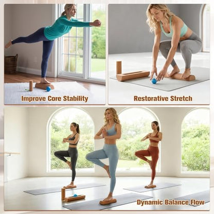 Cork Balance Board - Ankle & Foot Strengthener Kit for Physical Therapy, Plantar Fasciitis Recovery, Core Stability, Enhanced Foot Function, Mobility and Prevent Falls | Balance Trainer