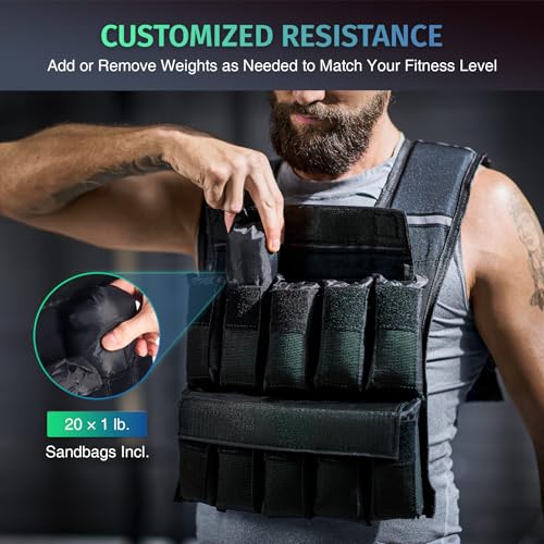 ZELUS Weighted Vest with Adjustable Weights for Home Workouts - color: 20lb-Iron Sandbags
