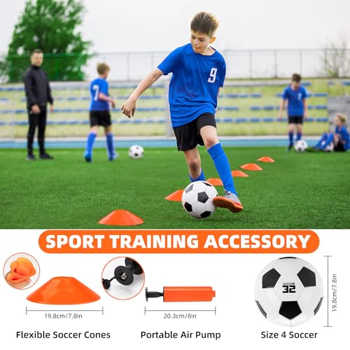 HAFHAF Soccer Goals for Backyard 4x3ft Kids Soccer Net Set with Ball - color: Orange