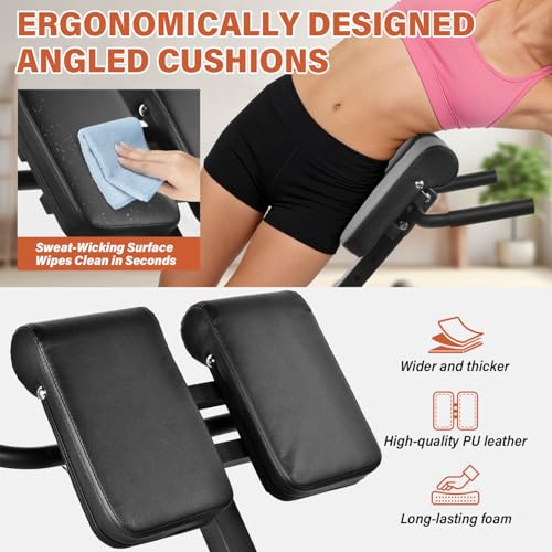 Roman Chair, Back Extension Bench Machine, Angle & Height Duals Adjustable Hyperextension Bench, 330 Lbs Weight Capacity, Back Exercise Equipment, Foldable For Home Gym, Men Women, Full Body