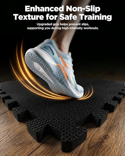 1/2" Thick 16 Pcs 64 Sq Ft EVA Foam Puzzle Exercise Mats, High-Density Interlocking Foam Floor Tiles for Home Gym, Gym Mat for Workout Equipment & Direct Exercise, Floor Padding for Kids