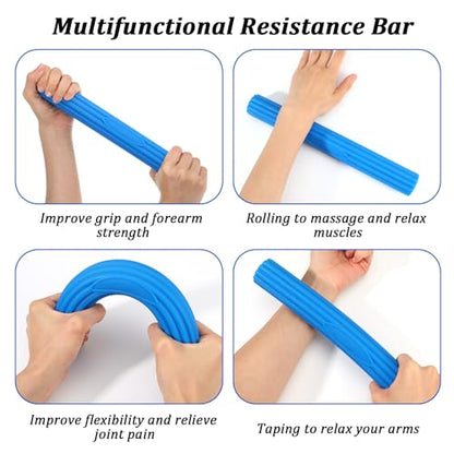 4PCS Flex Therapy Bars, Tennis Elbow Therapy Bar, Physical Resistance Bar for Golfers Elbow Tendinitis Wrist Forearms Pain Relieve, Twist Bars Hand Strengthening Devices to Improve Grip