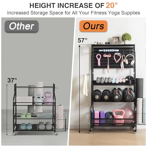 Lauren&Harold 56'' Taller Home Gym Storage Organizer with Hanging Board