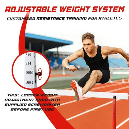 Adjustable Track and Field Hurdles Height Sports Training Hurdle with Counterweight Heavy Duty Track and Field Equipment Practice Training from 30 to 42 Inch for Athletes Adults - size: 1 pc