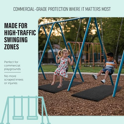 Heavy Duty Commercial Grade Rubber Playground Safety Mat - Playground Protection Mat for Swings and Slides - 54" Long X 32" Wide x 2" Thick (Black)