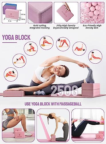 1/3 Yoga Mat Thick, Yoga Set for Beginners - color: PURPLE&PINK
