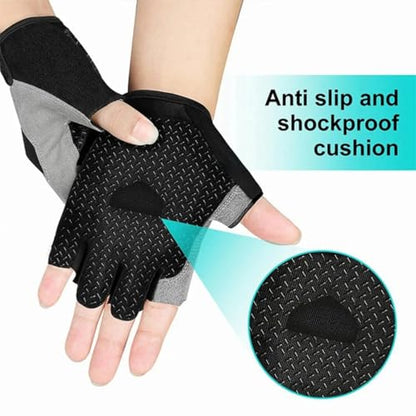 Cycling Gloves Workout Half Finger Sports Fingerless Gloves Full Palm Protection Anti Slip Gym Fitness Outdoor Bicycling Motorcycle Training Weight Lifting for Men Women - size: Small