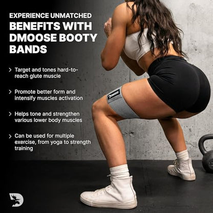 DMoose Fitness Hip Circle Band, Set of 3 Booty Bands for Women & Men, Cloth Resistance Bands to Exercise Butts, Glutes & Legs, Perfect for Yoga, Pilates, Strength Training & Home Gym Workout