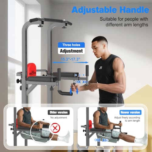 RELIFE REBUILD YOUR LIFE Pull Up Bar Free Standing Power Tower for Home Gym - color: Silver