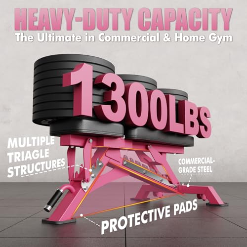 RitFit Adjustable/Foldable Utility Weight Bench for Home Gym - color: PINK