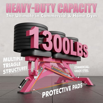 RitFit Adjustable/Foldable Utility Weight Bench for Home Gym - color: PINK