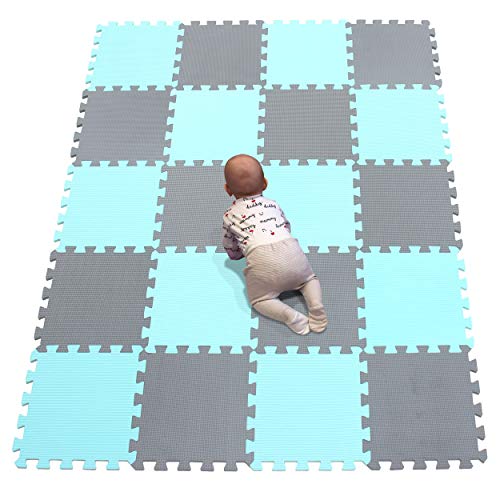YIMINYUER® 20 Tiles (30cm×30cm×1cm Each Tile) Baby Soft Puzzle Play Mats, Kids Thick EVA Foam Floor, Toddlers & Children's Soft Interlocking Mat R08R12G301020 - color: Green Gray
