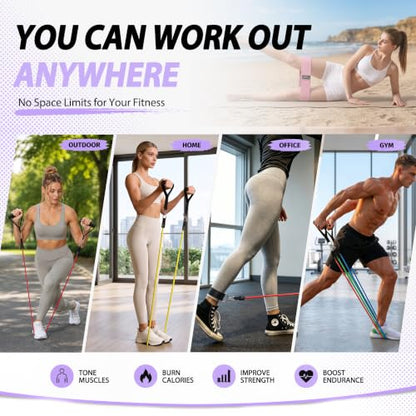 WHATAFIT Resistance Bands with Handles, 5-Level Exercise Bands for Workout - color: Mottled