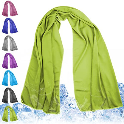 Large Cooling Towel for Neck and Face, 43.3 x 15.7 in, Lime Green - color: Green