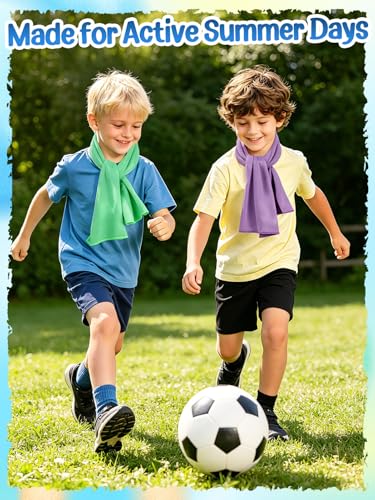 4 Pack Mini Cooling Towels (30"x9") - Kids Cooling Towel, Soft Breathable Cooling Neck Wraps with UPF 50 Sun Protection for Boys Girls Running Exercise Parent-child Activities School Outdoor Sports