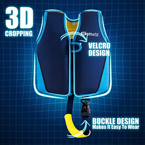 Baby Swim Vest for Toddlers 18 Months to 7 Years - Neoprene Swim Float Vest with Front Zipper, Swim Training Vest for Boys & Girls Learning to Swim in Pool, Blue Pink Small Medium Large