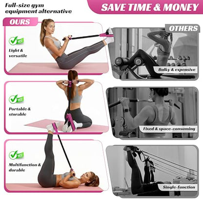 Multifunction Pedal Resistance Band with Handle, 50LBS Foot Pedal Resistance Bands for Core/ABS, Arm, Waist, Abdomen, Leg Workout, Portable Sit Up Exercise Equipment for Women
