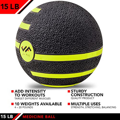 JFIT Dual Texture Medicine Ball – Weighted Exercise Ball for Strength, Core & Functional Fitness Training