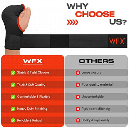 WFX Kids Junior Boxing Hand Wraps Inner Gloves Gel Padded Elasticated Padded Fist Under Gloves Pair Combat Sports for Young Fighters Gel Boxing Hand Wraps - color: Black