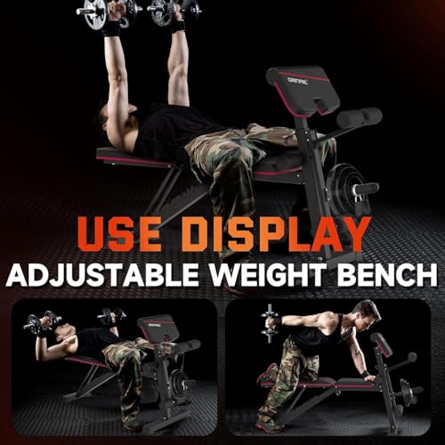 Adjustable Weight Bench, 880Lbs Bench Press for Full Body Workout, Workout Bench for Home Gym with Barbell Rack, Strength Training Stable Incline Decline Bench with Leg Developer