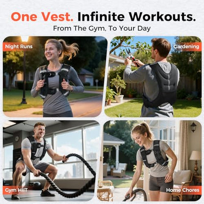 2026 FEIERDUN WV1 3-IN-1 Weighted Vest Kit with Phone Holder & Water Pocket, 8lb/12lb/20lb Chest-friendly Vest for Running, Walking, Workout, Fitness, Cardio, Training & Strength Building