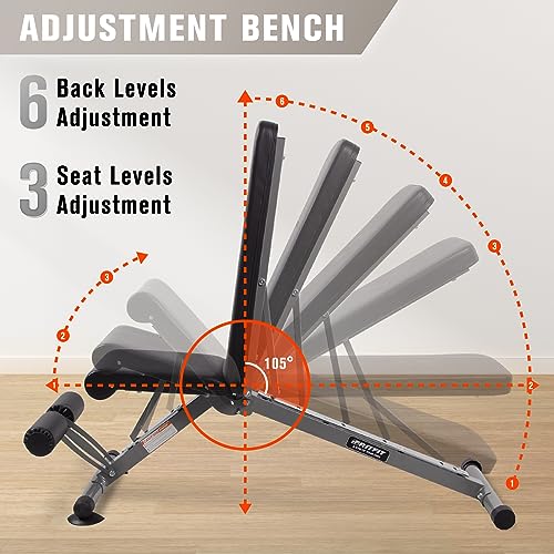 RitFit Adjustable/Foldable Utility Weight Bench for Home Gym - color: Sliver