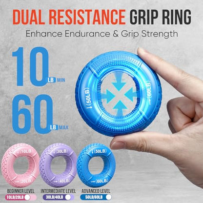 TEAWOO Grip Strength Trainer Kit, 3 Colors Forearm Strengthener & Hand Grip Strengthener, Finger Exerciser & Stretcher for Strength Training, Recovery & Flexibility