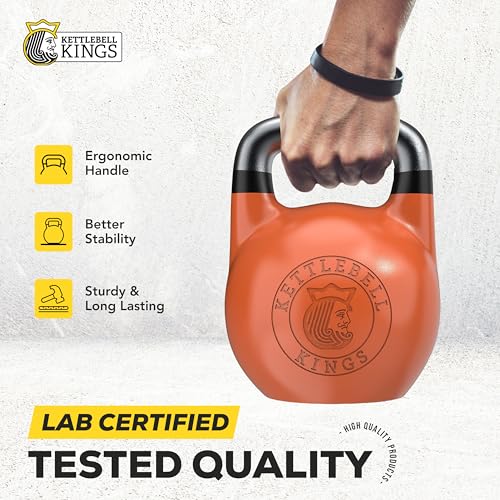 Kettlebell Kings Competition Kettlebells Weight - 33mm handle - 30 KG - Hand weights Workout Gym Equipment and Strength training sets for Women and Men - Weights set for Home Gym