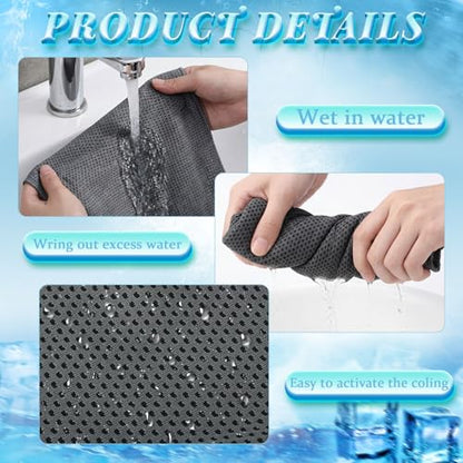 Honoson 10 Pcs Cooling Towels with Bottle, 47 x 12 in, Dark Gray - color: Dark Gray