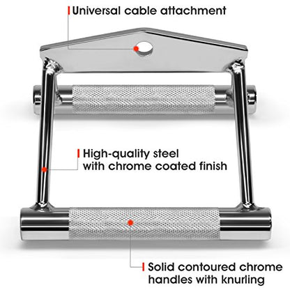 Yes4All Exercise Machine Adjustable T Bar Row Attachment, D Row Handle/Landmine Handle Attachment with Textured Rubber Handles - color: D. Combo T bar Row + Double Grip Row