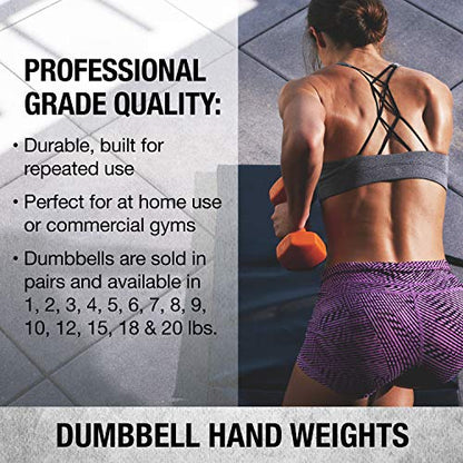 SPRI Dumbbells Hand Weights Set of 2 - Vinyl Coated Exercise & Fitness Dumbbell for Home Gym Equipment Workouts Strength Training Free Weights for Women, Men (1-10 Pound, 12, 15, 18, 20 lb) - color: (G) Purple | 7-Pound