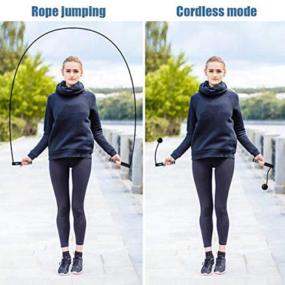 Jump Rope, Digital Weighted Handle Workout Jumping Rope with Calorie Counter for Training Fitness, Adjustable Exercise Speed Skipping Rope for Men, Women, Kids, Girls