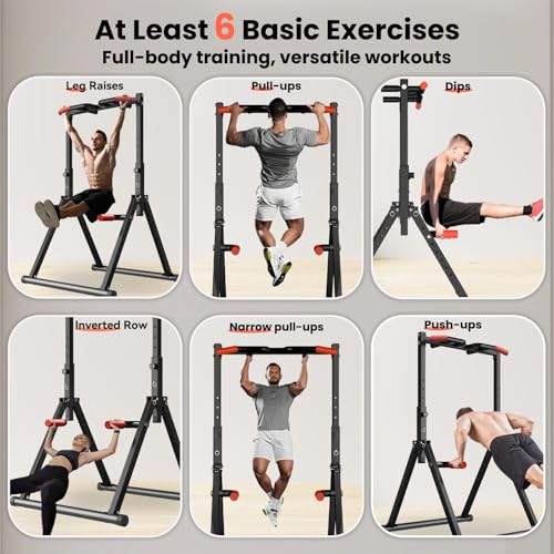 Power Tower Pull Up Dip Station Foldable, Pull Up Bar Station Adjustable, Multi-Function Home Gym, Strength Training Fitness Equipment, Triangular Design, for Home Outdoor - color: Black-Multifunction Bar