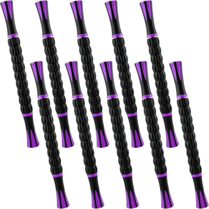 Soulchen 10 PCS Muscle Roller Stick Set - Body Massage Stick Reduce Muscle Soreness Tightness Leg Cramps for Athletes Physical Therapy and Recovery, Purple