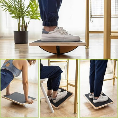 StrongTek Wooden Balance Board with 2 Difficulty Options, Basic Rocker and Advanced 360° Wobble Board, Non-Slip Balance Trainer for Core Stability, Ankle Rehab, Physical Therapy and Fitness